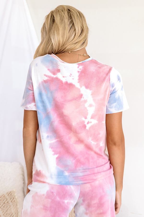 Compliments By The Dozen Tie Dye Shift Tee In Blush