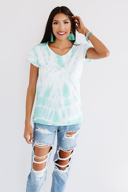 Beachside Reads Tie Dye Shift Tee In Ocean Wave