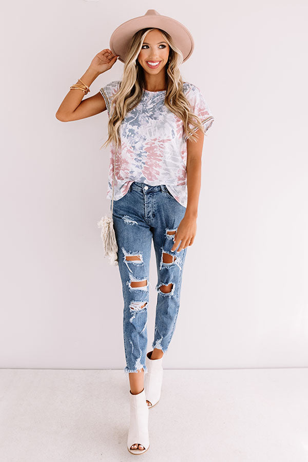 Along The Lane Tie Dye Shift Top In Blush