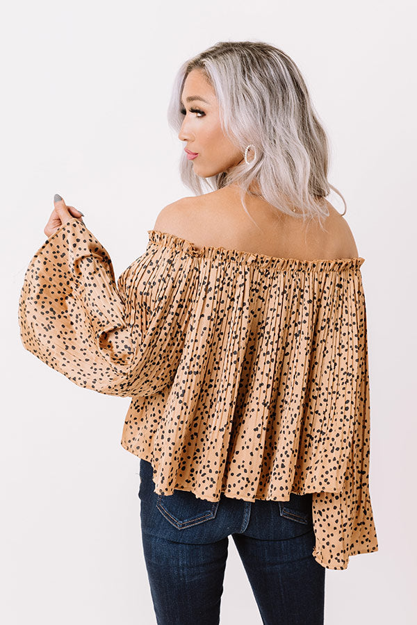 Sending My Love Off Shoulder Top In Brown