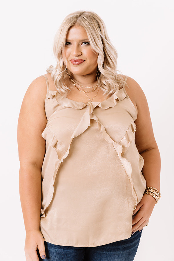 Broadway Beautiful Ruffle Top In Iced Latte Curves