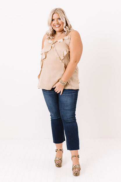 Broadway Beautiful Ruffle Top In Iced Latte Curves