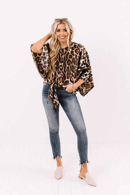 Dulce De Darling Leopard Tie Top