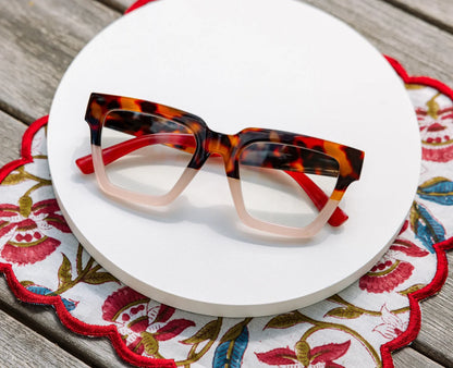 Blush Tortoise Take A Bow Blue Light Glasses