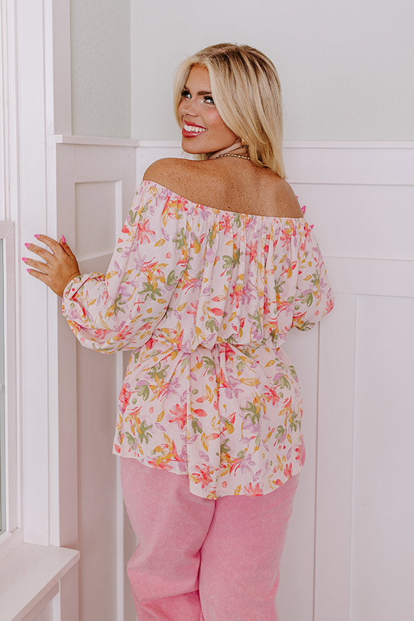 Coastal Cure Floral Top In Pink Curves