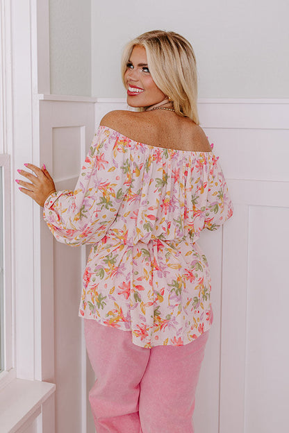 Coastal Cure Floral Top In Pink Curves