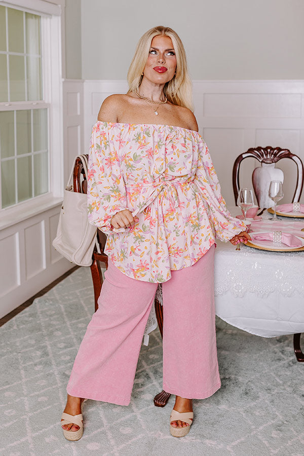 Coastal Cure Floral Top In Pink Curves