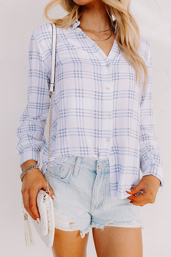 True Intention Button Up Top In Blue