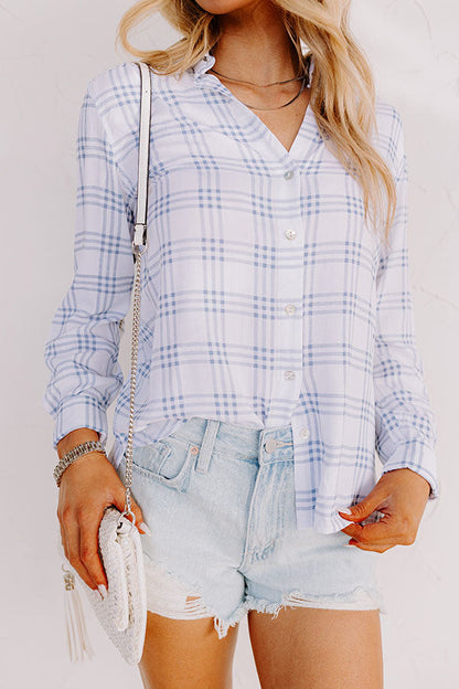 True Intention Button Up Top In Blue