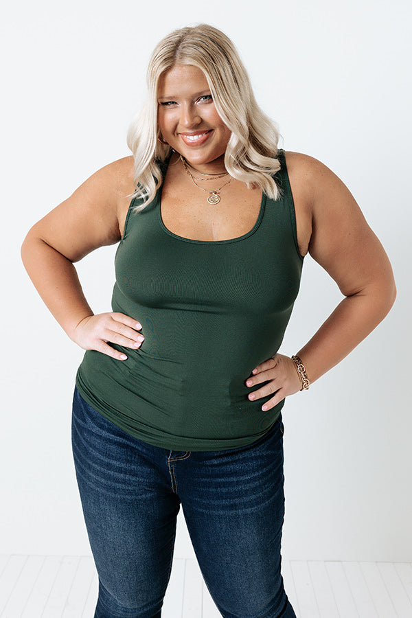 Basic Instincts Seamless Tank In Hunter Green Curves