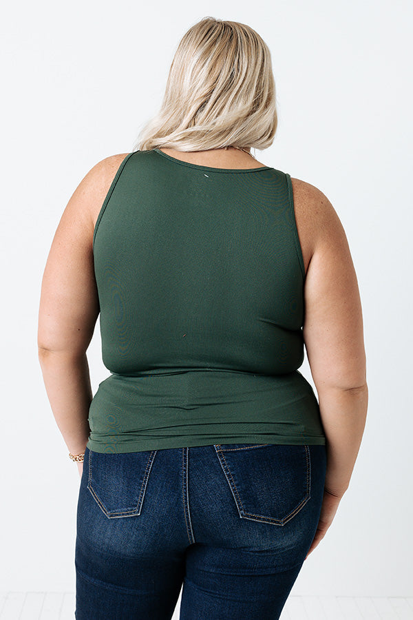 Basic Instincts Seamless Tank In Hunter Green Curves
