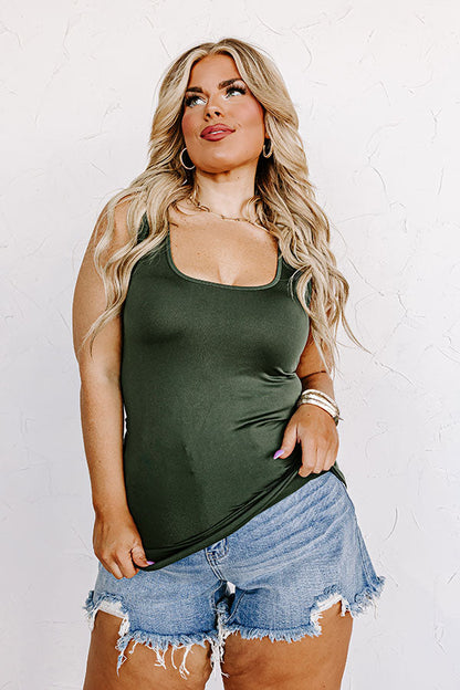 Basic Instincts Seamless Tank In Hunter Green Curves