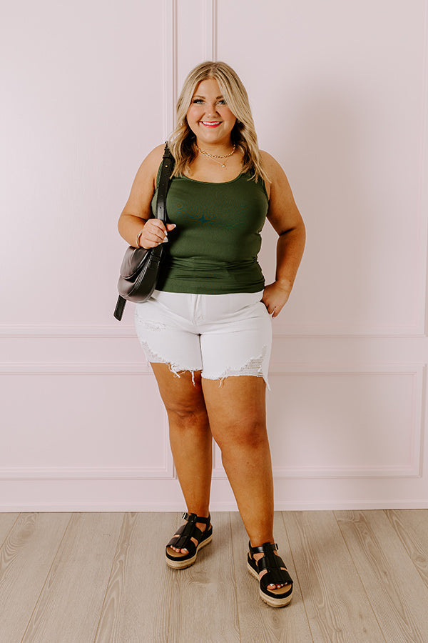 Basic Instincts Seamless Tank In Hunter Green Curves