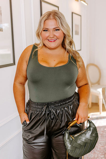 Basic Instincts Seamless Tank In Hunter Green Curves
