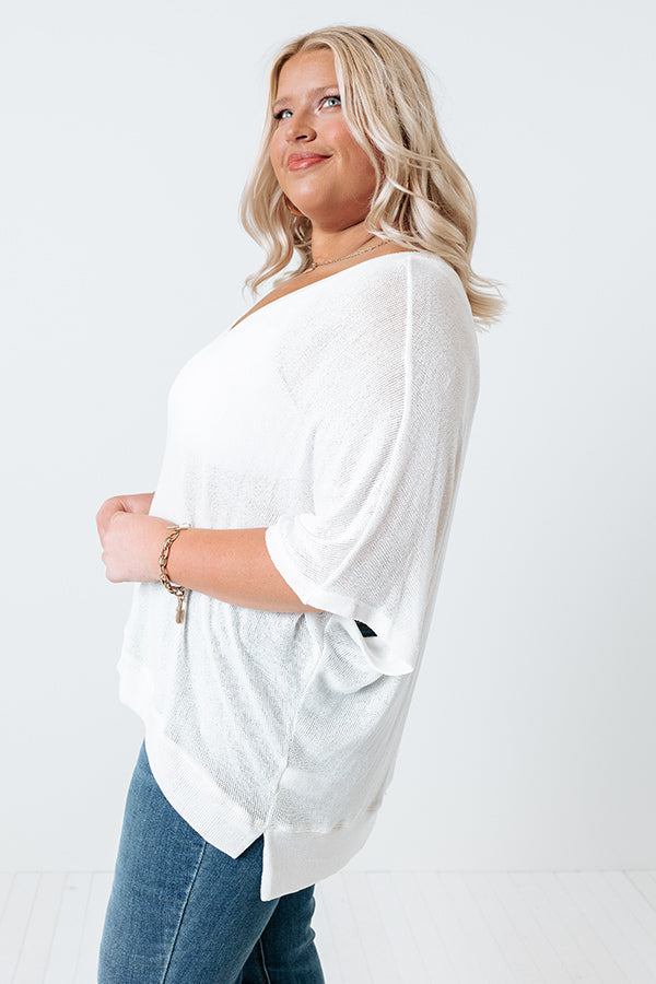 Sweet Daybreak Knit Shift Top In Ivory Curves