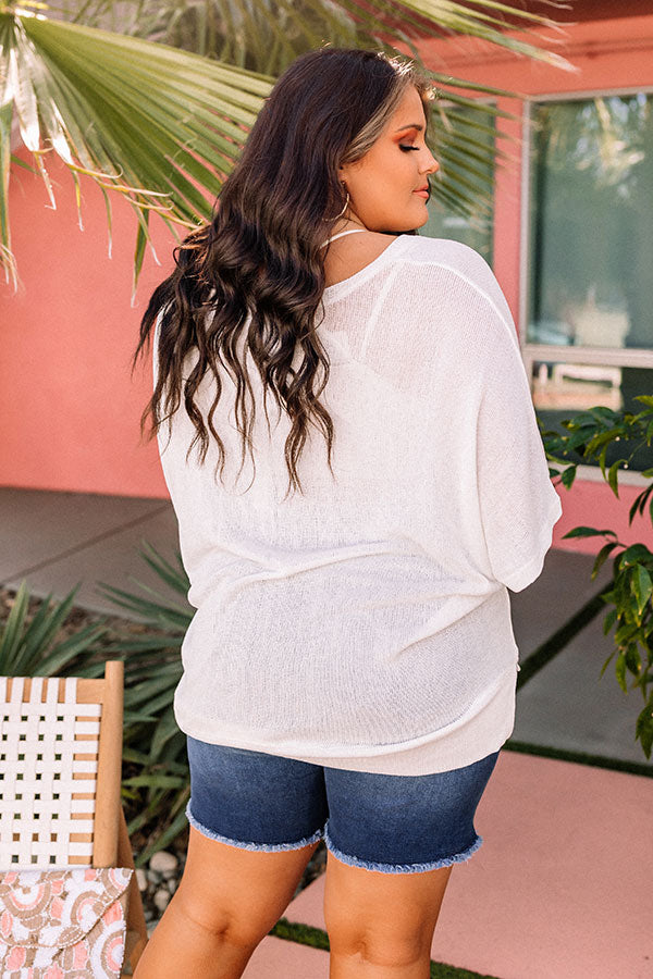 Sweet Daybreak Knit Shift Top In Ivory Curves
