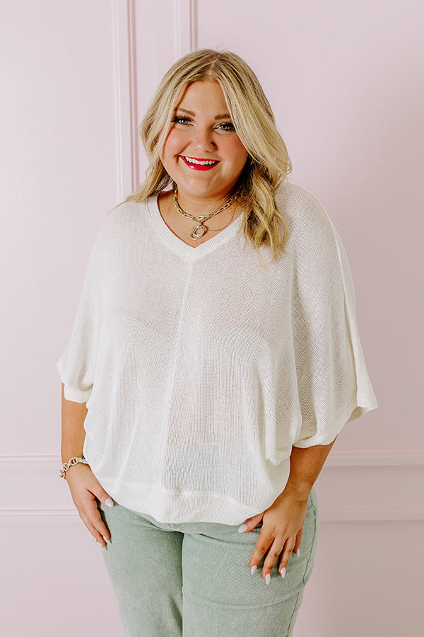 Sweet Daybreak Knit Shift Top In Ivory Curves