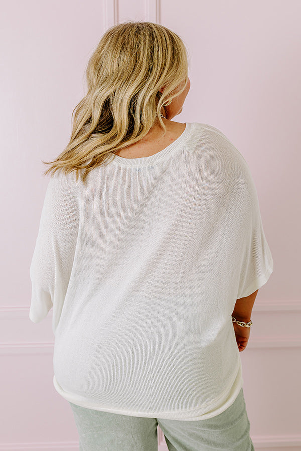 Sweet Daybreak Knit Shift Top In Ivory Curves