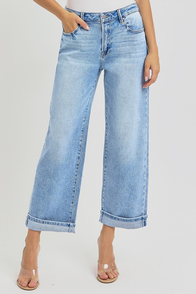 HR Ankle Boyfriend Turn Up Cuffed Jeans