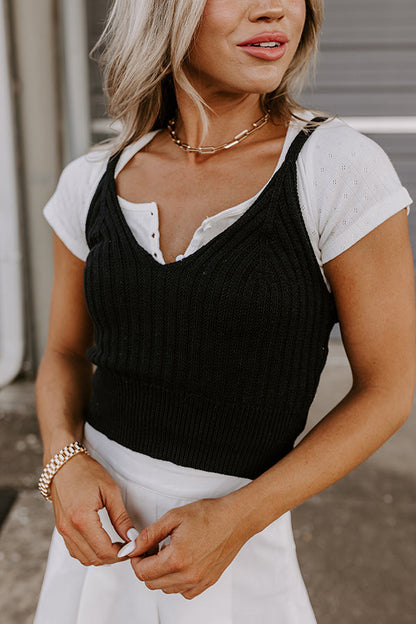 Cool Cruise Knit Crop Tank In Black