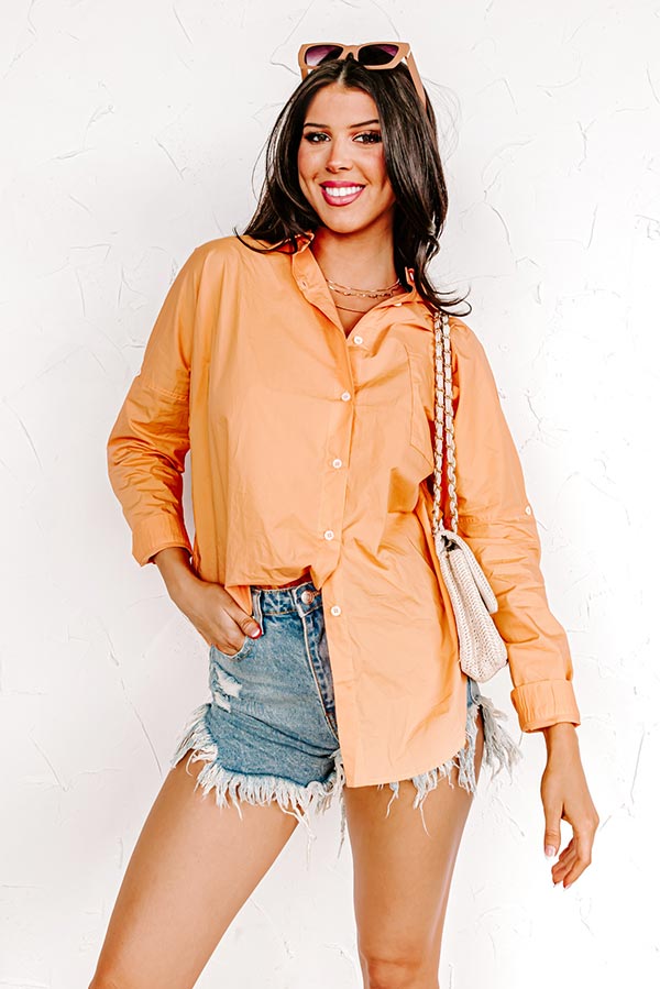 Sending Good Luck Button Up Top In Orange