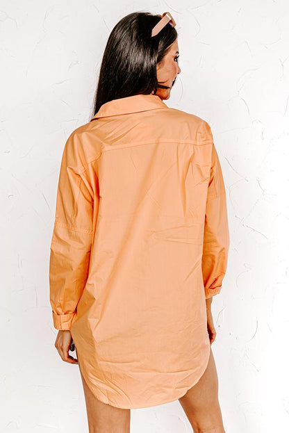Sending Good Luck Button Up Top In Orange