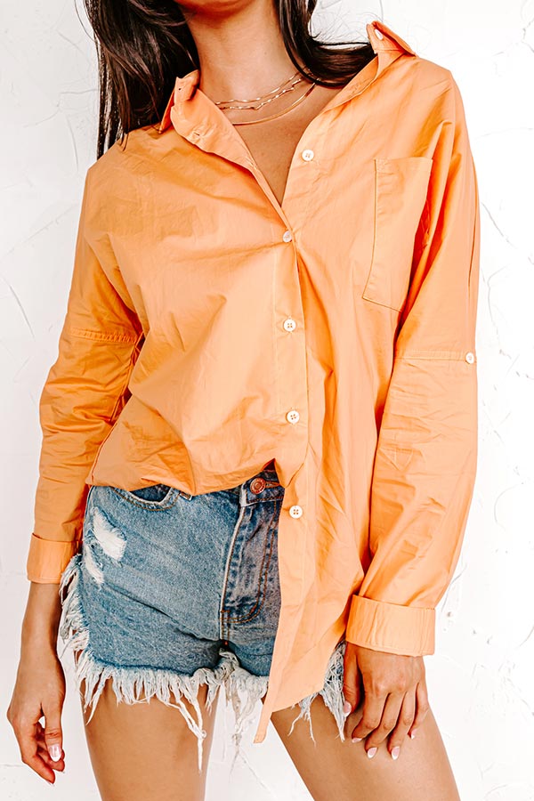 Sending Good Luck Button Up Top In Orange