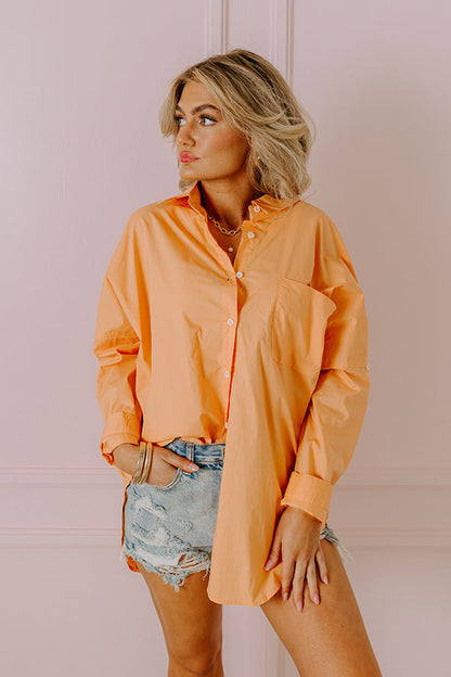 Sending Good Luck Button Up Top In Orange