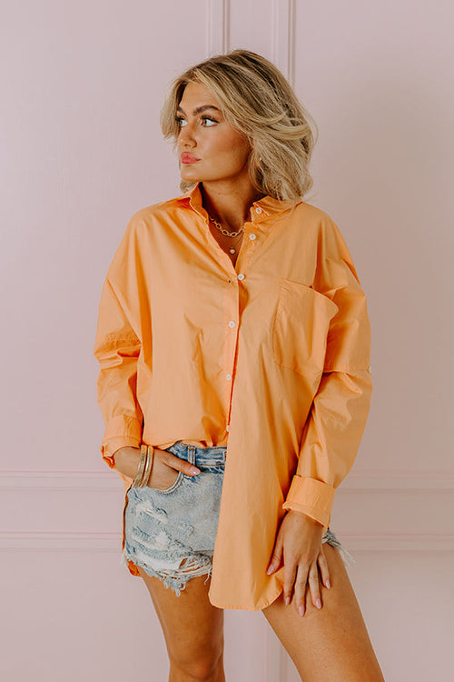 Sending Good Luck Button Up Top In Orange