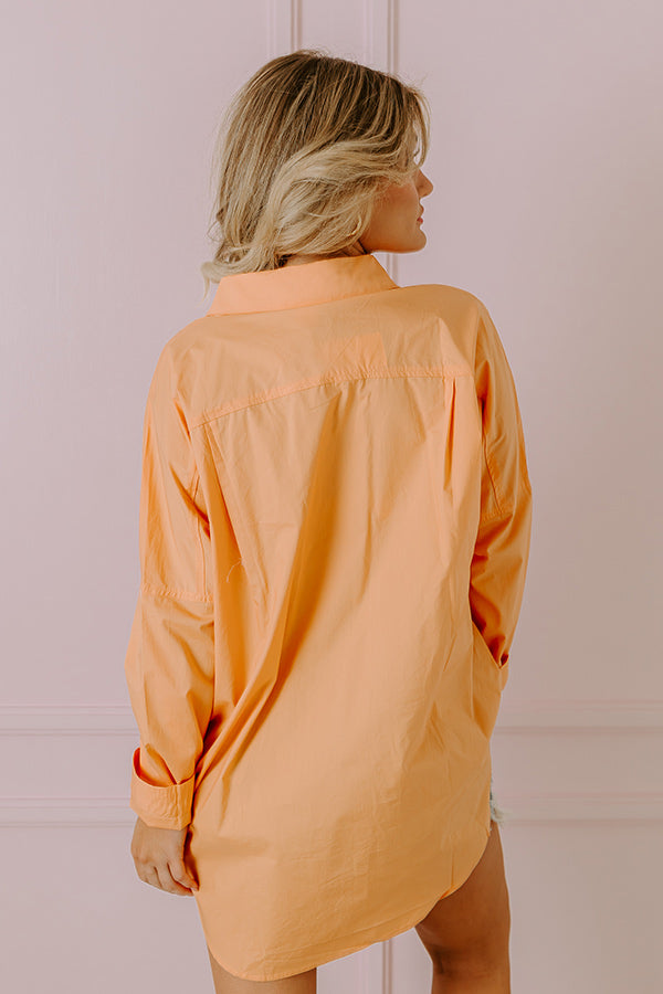 Sending Good Luck Button Up Top In Orange