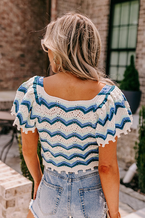 Take A Minute Crochet Top In Blue