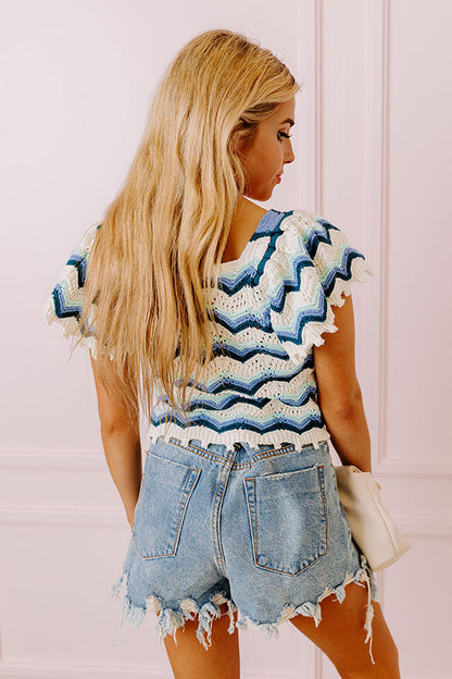 Take A Minute Crochet Top In Blue