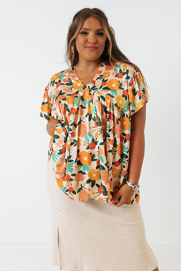 Memories On Repeat Babydoll Top In Champagne Curves