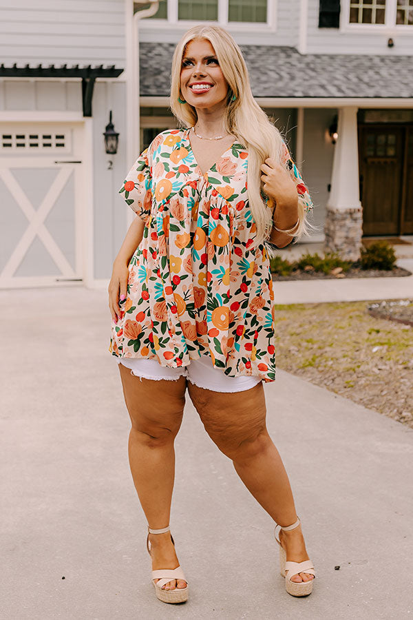 Memories On Repeat Babydoll Top In Champagne Curves