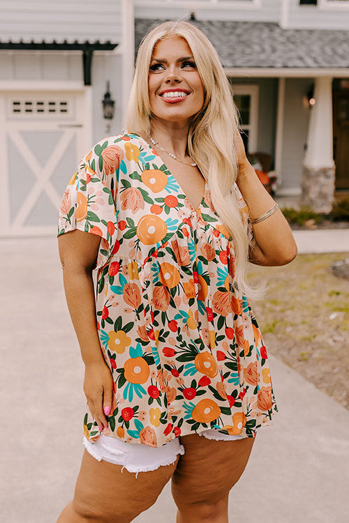 Memories On Repeat Babydoll Top In Champagne Curves
