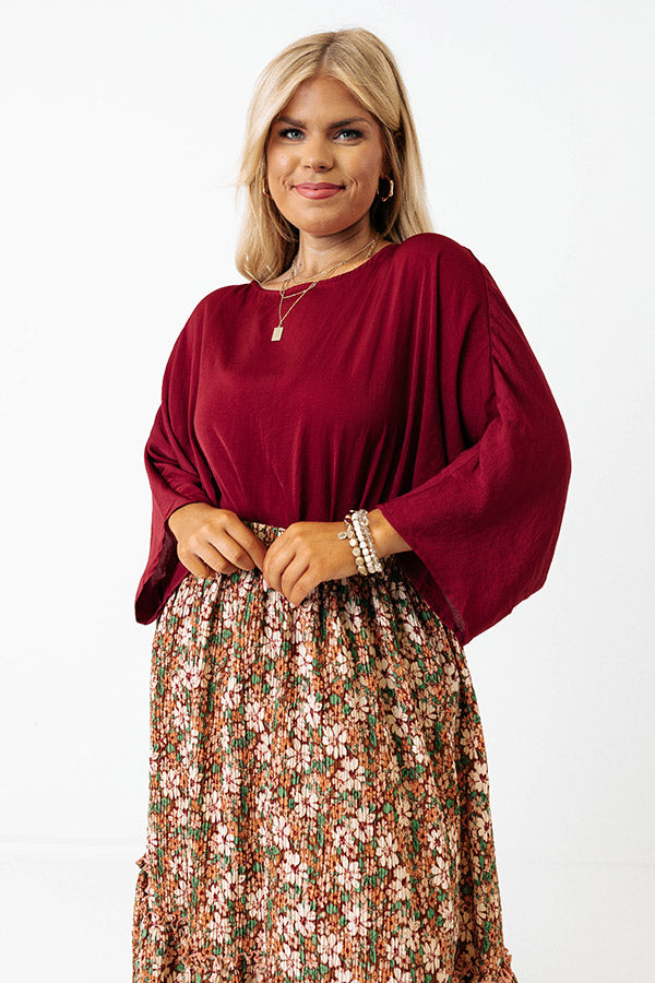 Out For A Drive Shift Top In Wine Curves