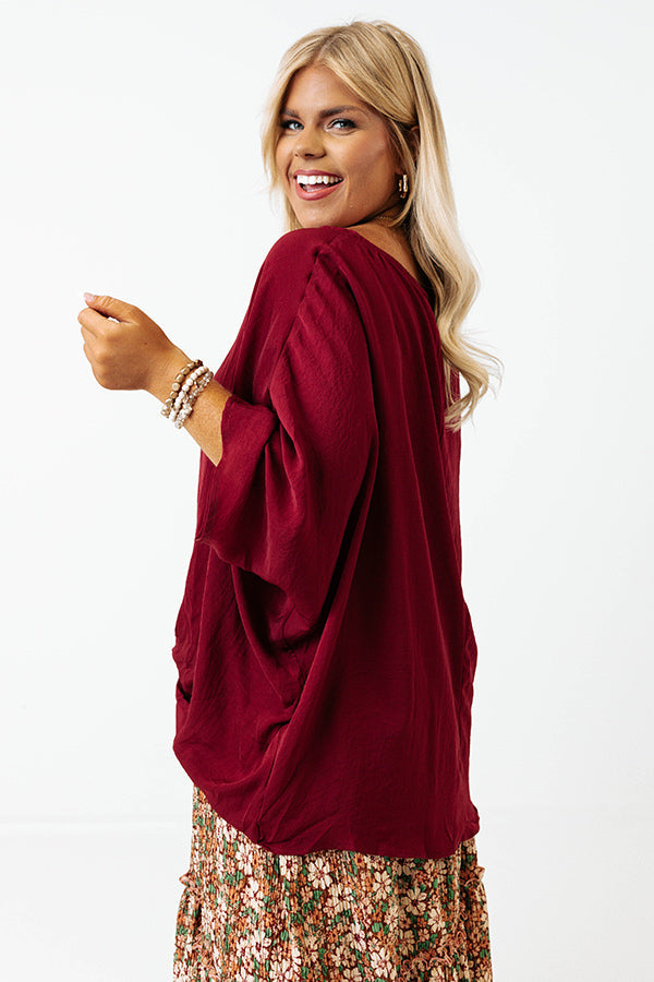 Out For A Drive Shift Top In Wine Curves