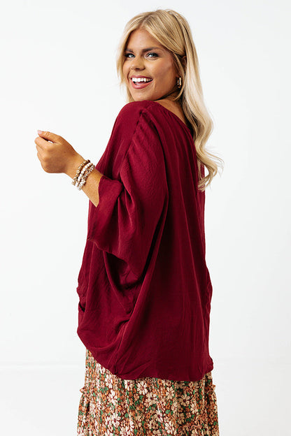 Out For A Drive Shift Top In Wine Curves