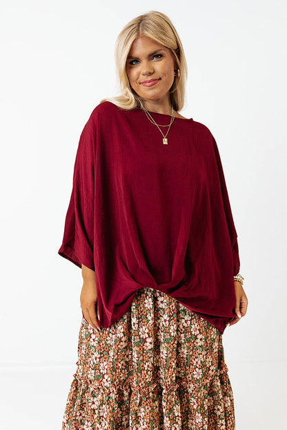 Out For A Drive Shift Top In Wine Curves