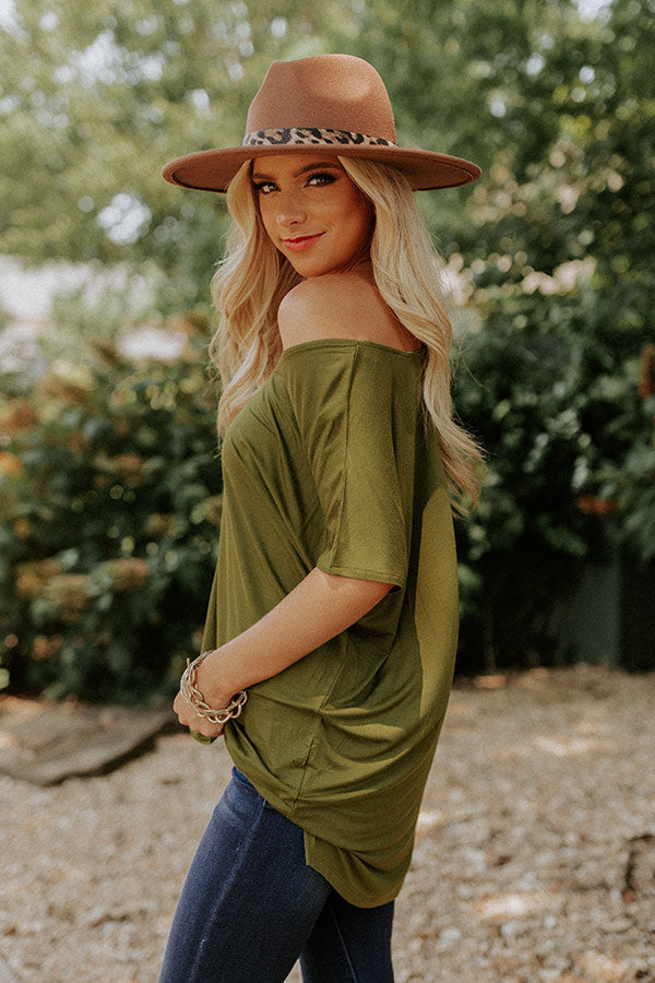 Chill On The Horizon Shift Top In Olive