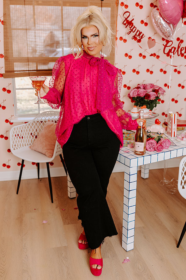 First Kiss Dreaming Shift Top In Fuchsia Curves