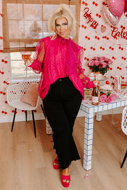 First Kiss Dreaming Shift Top In Fuchsia Curves