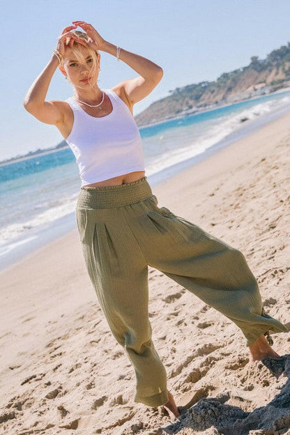 ODDI Cotton Gauze Wide Leg Pants