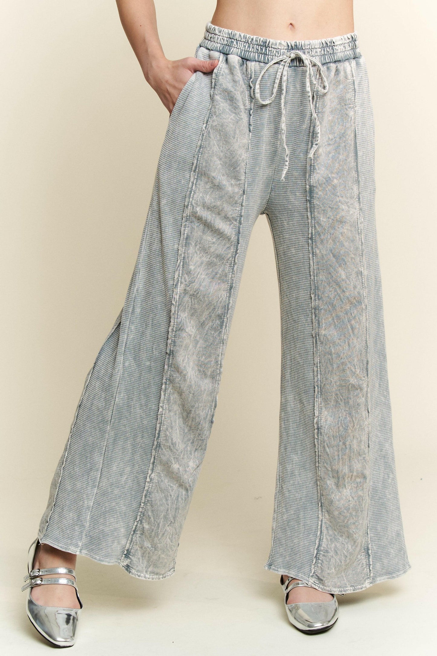 Mineral Wash Waffle Cropped Pants