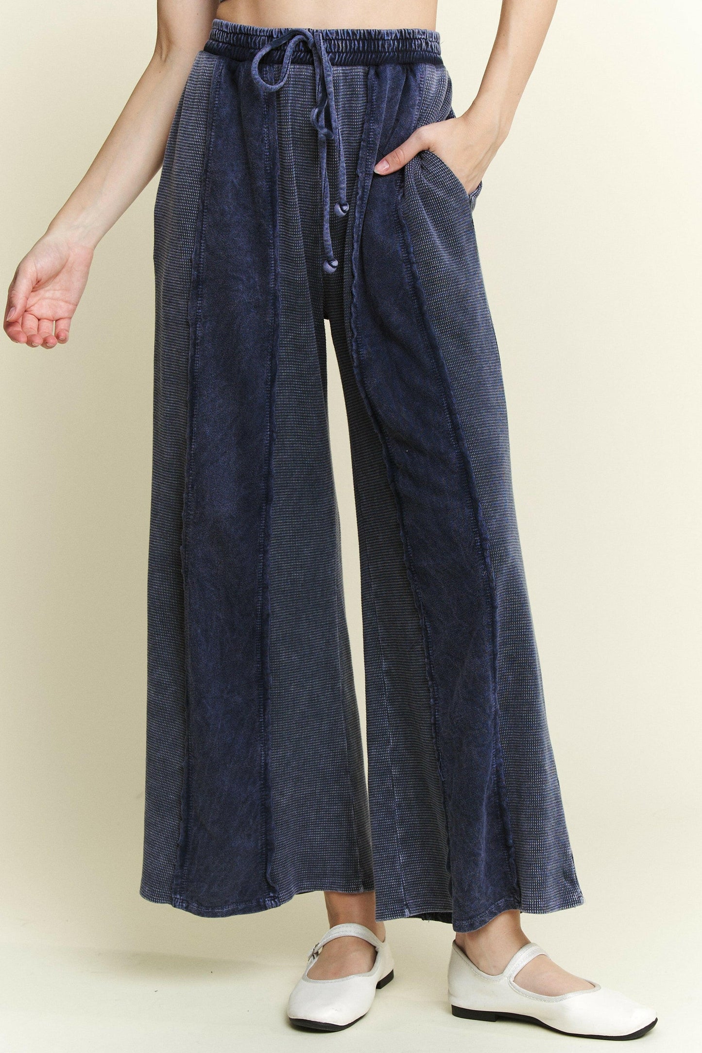Mineral Wash Waffle Cropped Pants