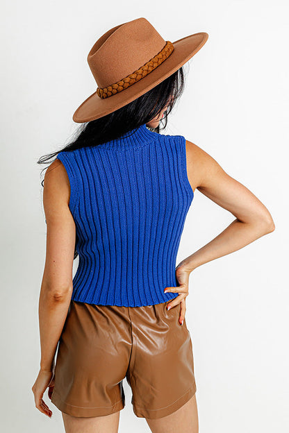 On A Journey Knit Top In Cobalt Blue