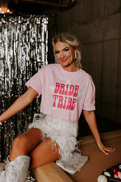 Bride Tribe Rhinestone Tassel Top in Pink