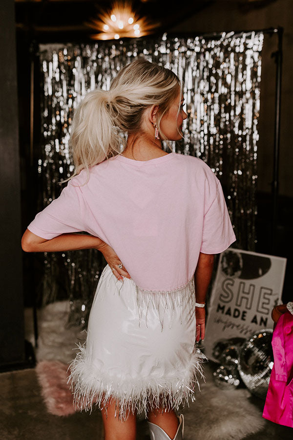 Bride Tribe Rhinestone Tassel Top in Pink