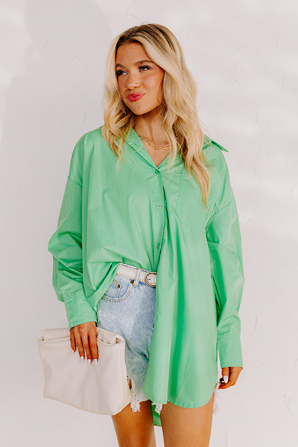 Urban Adventures Oversized Button Up In Kelly Green