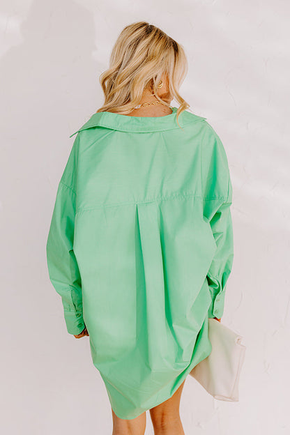 Urban Adventures Oversized Button Up In Kelly Green